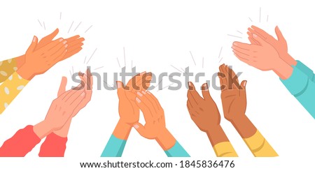 Set of clapping hands isolated multinational various skin color palms. Vector applauding people, appreciation and congratulation, encouragement concept. Crowd applause, bravo by high five, success Royalty-Free Stock Photo #1845836476