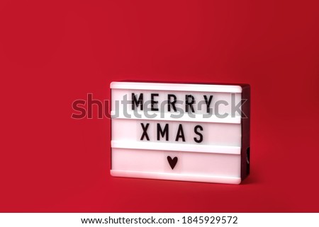 Merry Christmas concept red background, light box