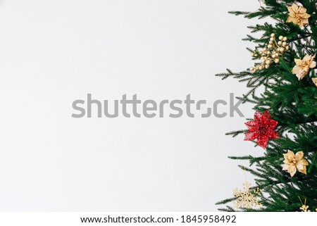 Christmas tree garland New Year's Eve place for inscription on white background decor