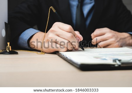 Hand signature sign approved business contract for certify and permit on the paper document  Royalty-Free Stock Photo #1846003333