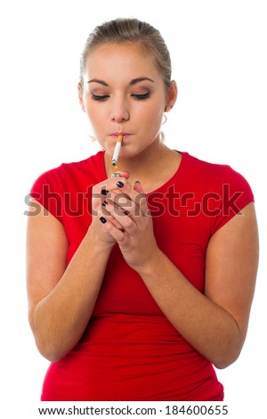 Beautiful woman smoking a cigarette