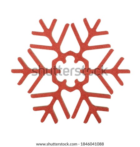 Red Snowflakes on white background, Christmas toy, stock photo, isolated