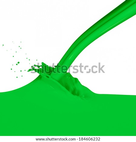 green paint splashing on white
