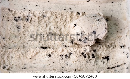 Texture ice cream Cookies & Cream, Top view Food concept, Blank for design.