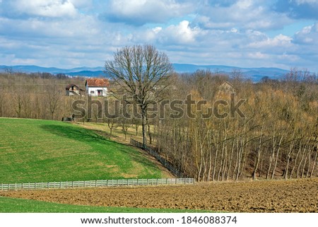 Panoramic view of the valley in western Serbia. The surroundings of the town of Loznica are very picturesque. This land is rich in lithium ore, which is called Jadarit here. 