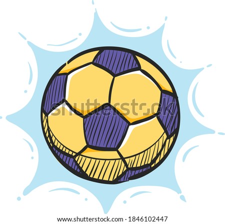 Soccer ball icon in color drawing. Sphere sport competition team championship world cup