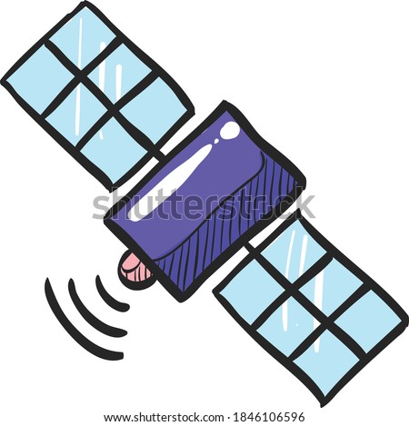 Satellite receiver icon in color drawing. Data information technology space science