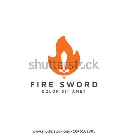 fire and sword negative space logo design