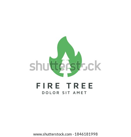 fire and tree negative space logo design