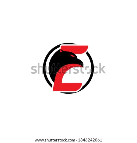 Vector illustration of an eagle and an E letter for a logo
