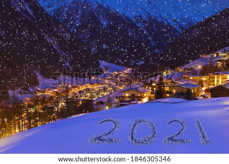 2021 on snow at mountains - Solden Austria - celebration background