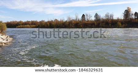 view of a river called traun in upper austria the picture was taken from an elevation