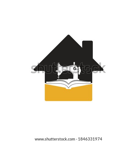 Book Manual sew machine home shape logo. Simple illustration of manual sew machine icon.