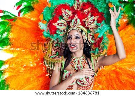 Brazilian wearing Samba Costume Royalty-Free Stock Photo #184636781