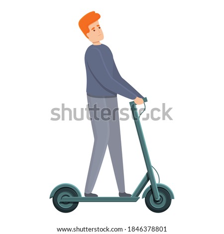 Red hair boy electric scooter icon. Cartoon of red hair boy electric scooter vector icon for web design isolated on white background