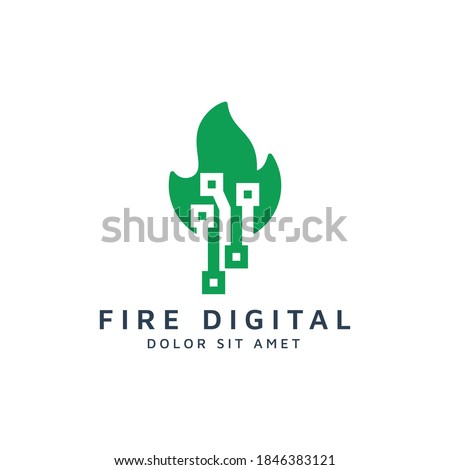 fire and digital negative space logo design