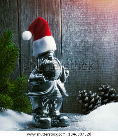 Silver Dwarf with red Santa Hat - Christmas Home Decoration
