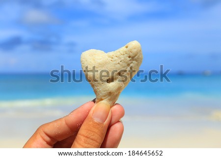 Coral hearts with the ocean 