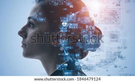AI (Artificial Intelligence) concept. Deep learning. GUI (Graphical User Interface). Royalty-Free Stock Photo #1846479124