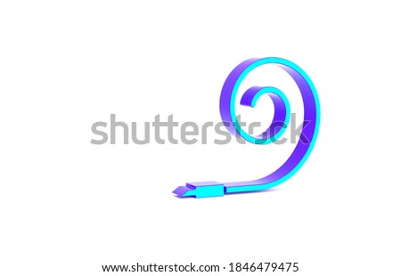 Turquoise Birthday party horn icon isolated on white background. Minimalism concept. 3d illustration 3D render