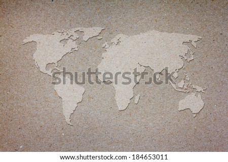 World map on old paper background Royalty-Free Stock Photo #184653011