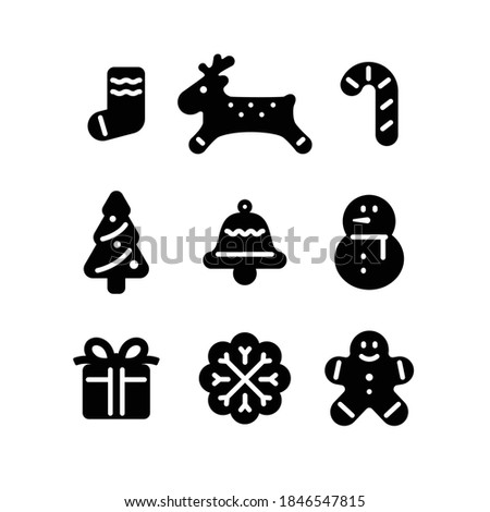 Christmas Icon Collection Black Vector Illustration Silhouettes stock illustration