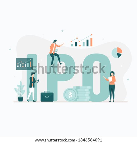 Initial public offering (IPO) illustration concept. Illustration for websites, landing pages, mobile applications, posters and banners. Royalty-Free Stock Photo #1846584091