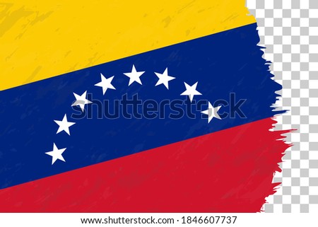 Horizontal Abstract Grunge Brushed Flag of Venezuela on Transparent Grid. Vector Template.