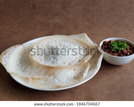 Hoppers with black chickpea gravy, A South Indian breakfast delicacy
