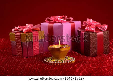 Indian Festival Diwali Diya with Gift Boxes