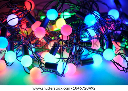 LED Christmas garland with black wires