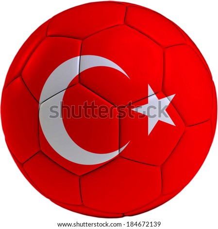 Football ball with Turkish flag isolated on white background 