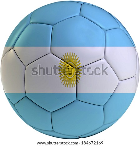 Football ball with Argentinean flag isolated on white background 