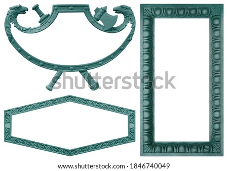 Set of bronze frame for paintings, mirrors or photo isolated on white background