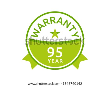95 Year Warranty logo icon button stamp vectors, 95 years warranty green badges isolated on white background