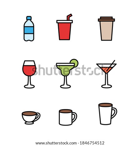 Drinks icon illustration clip art cartoon variety set