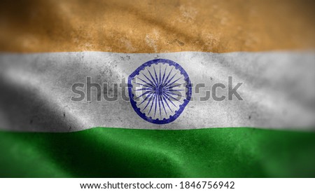 close up waving flag of India. flag symbols of India.