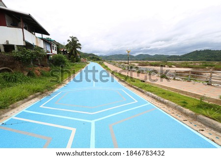 
Graphic pattern road along the Mekong River, Pak Chom District, Loei Province, Thailand