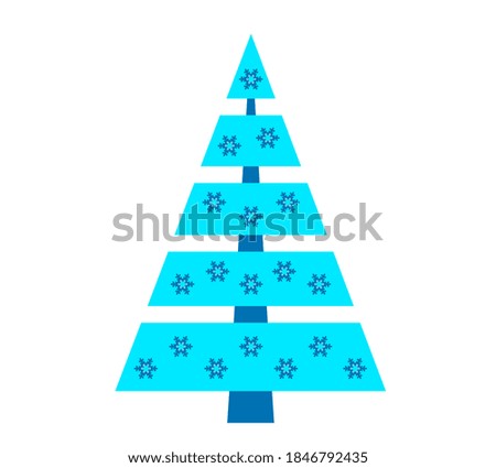 Blue decorative christmas tree with snowy pattern