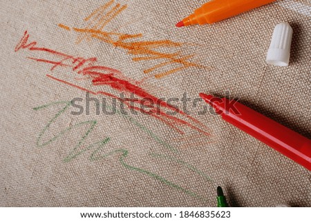 Drawn fabric on the couch with colored pencils. Furniture fabric. Cleaning concept Royalty-Free Stock Photo #1846835623
