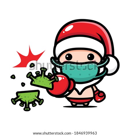 cute santa claus against virus