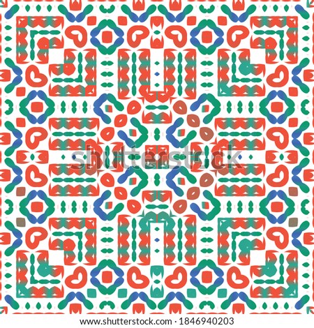 Antique talavera tiles patchwork. Vector seamless pattern texture. Hand drawn design. Red mexican ornamental  decor for bags, smartphone cases, T-shirts, linens or scrapbooking.
