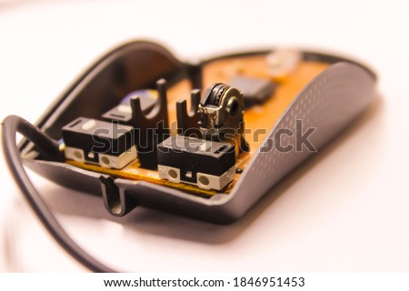 Broken computer mouse with selective focus