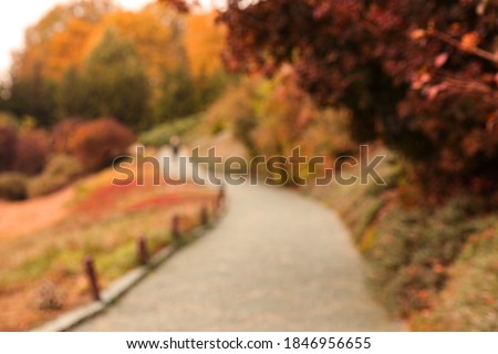 Blurred view of beautiful park with trees on autumn day