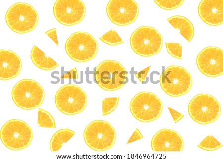 Orange slices isolated on a white background. Creative location.