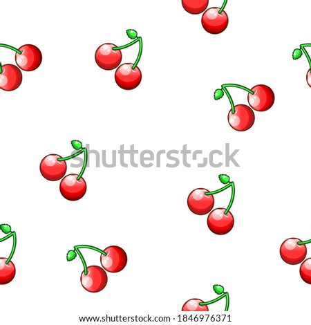 Seamless Pattern Abstract Elements Food Cherry Berry Vector Design Style Background Illustration