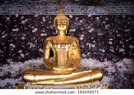 Buddha golden in Buddhist temple / Buddha golden