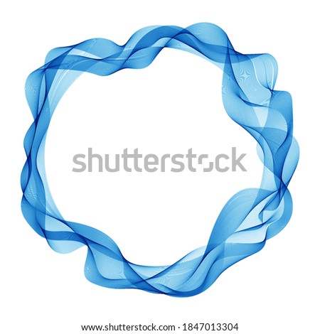 Round wave blue frame, vector background.