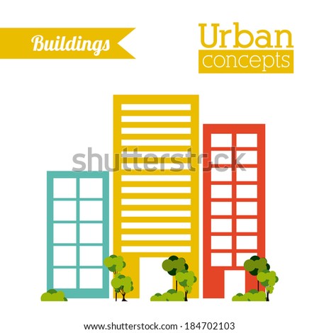 Urban design over white background, vector illustration