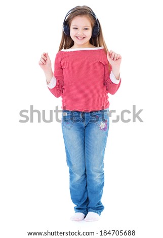 Happy child jumping in mid air isolated on white background